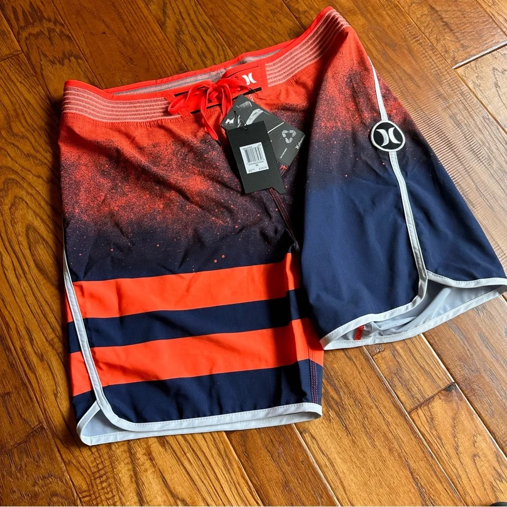 Hurley Men’s Phantom Hyperweave Boardshorts Orange & Navy Size 36 - Picture 5 of 11